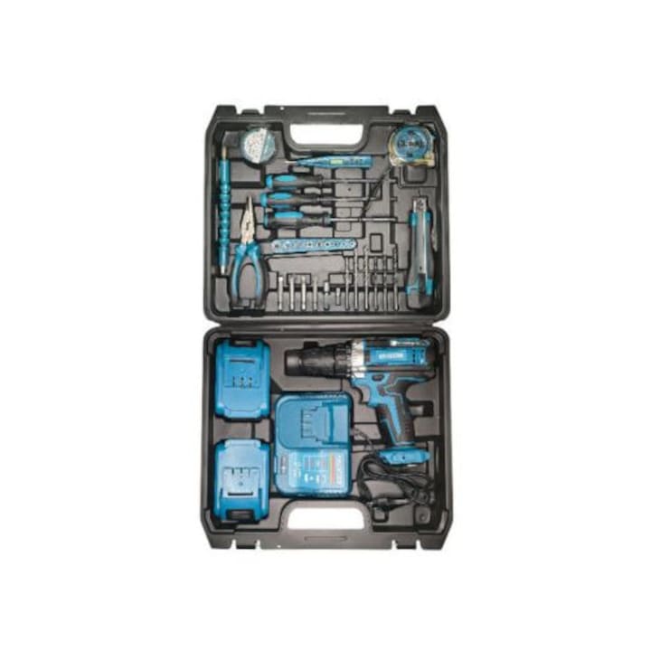 Haoxoan 88 részes akkus fúró-csavarozó, 2 akkumulátorral, tartozékkészlettel, zseblámpával és multifunkciós szerszámokkal, otthoni és félprofesszionális használatra