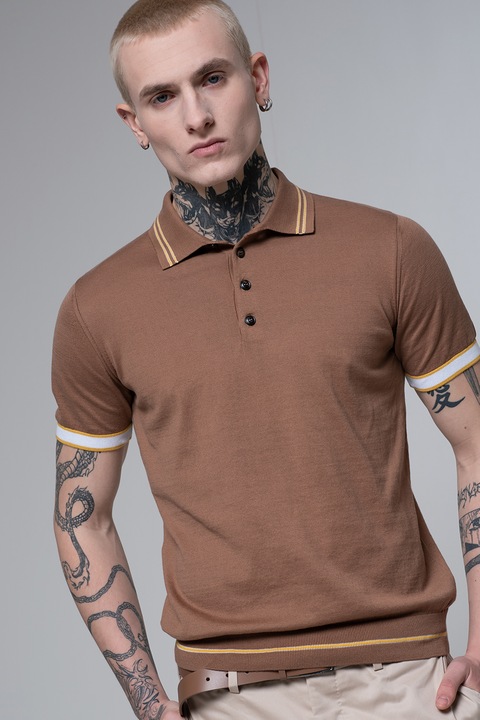 Pal Zileri, Tricou polo cu model in dungi, Maro, L