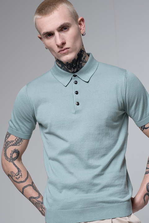 Pal Zileri, Tricou polo cu model uni, Verde deschis, 50