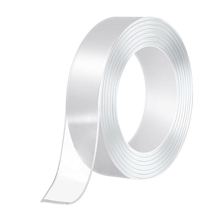 Banda dublu adeziva pentru uz casnic, reutilizabila, lungime 5 m, latime 2 cm, transparenta, Dactylion®