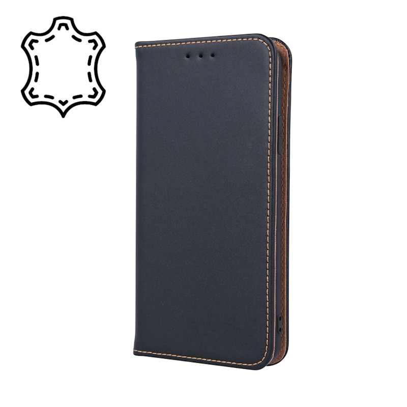 Husa pentru Apple iPhone 17, Genuine Leather Smart Pro, AntiShock, Inchidere Magnetica, Portofel carduri, Functie suport, Neagra