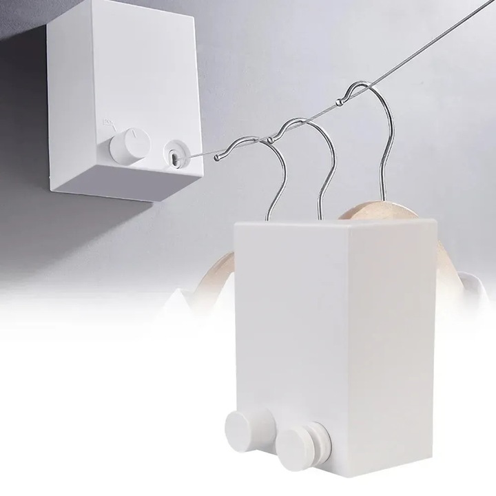 Uscator de rufe cu montura pe perete, Echipat cu cablu de otel de 4.2 m