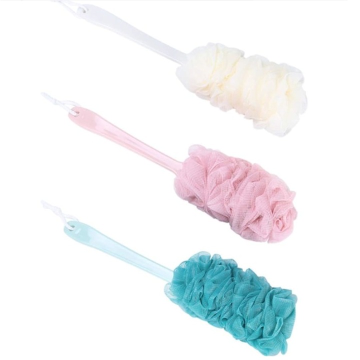 Set 3 perii de baie cu maner, lufa corp, Multicolor