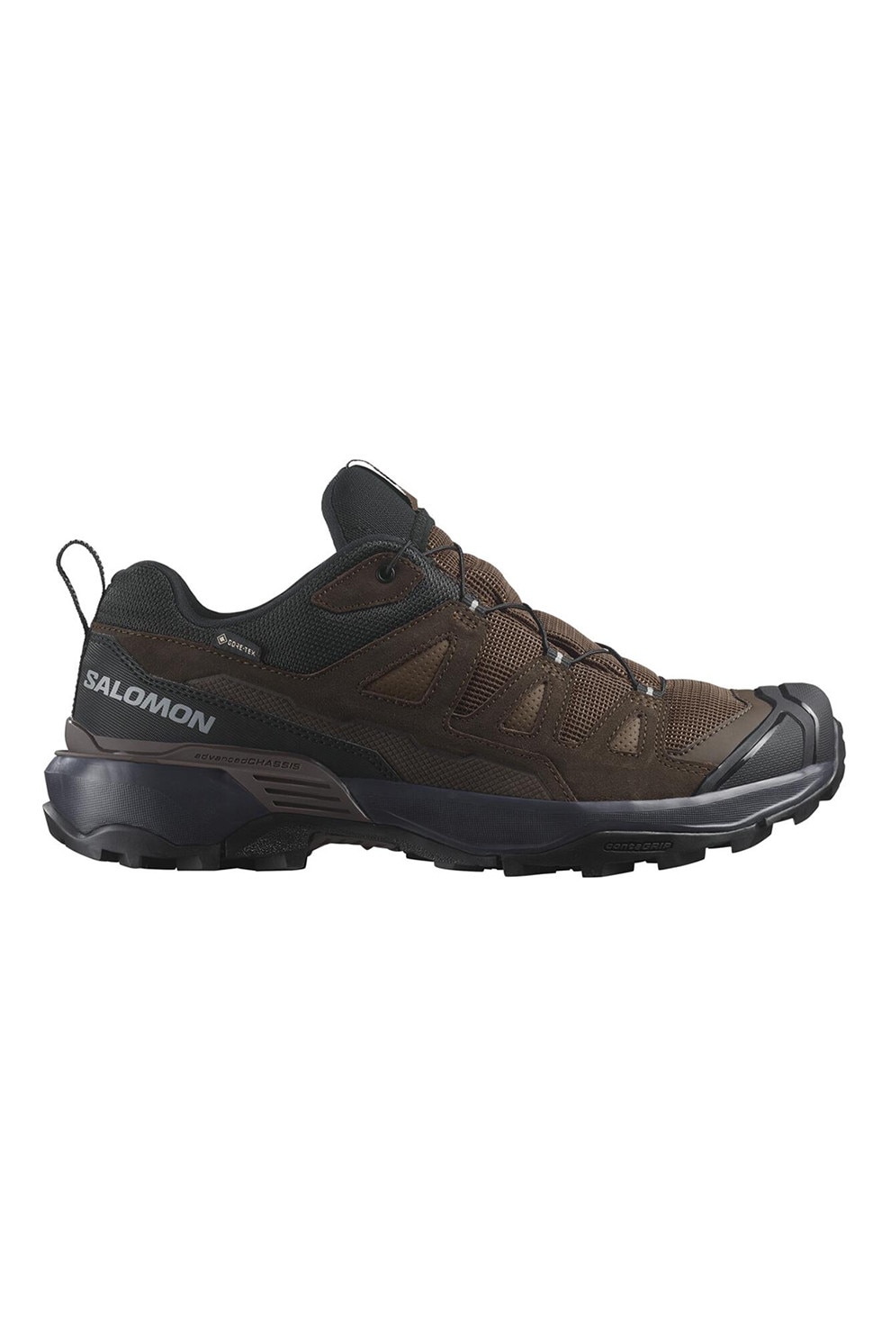 Salomon, Pantofi cu garnituri din piele intoarsa pentru drumetii X Ultra 360, Negru, Maro fango, 8