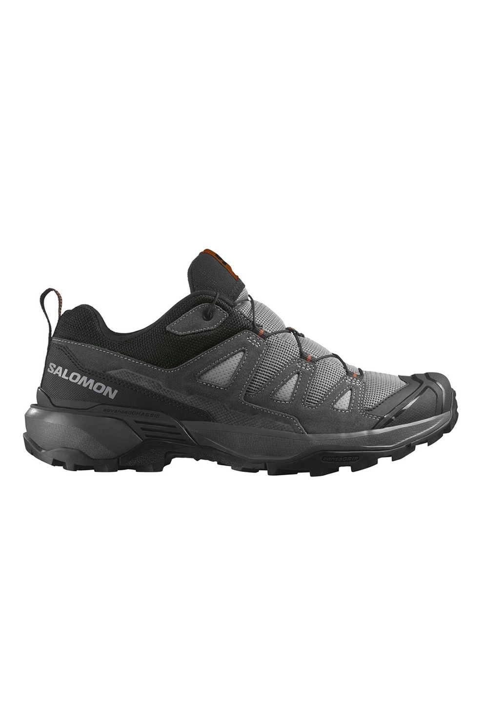 Salomon, Pantofi cu garnituri din piele intoarsa pentru drumetii X Ultra 360, Negru, Gri antracit, 7.5