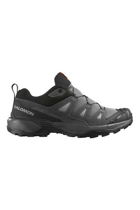 Salomon, Pantofi cu garnituri din piele intoarsa pentru drumetii X Ultra 360, Negru/Gri antracit