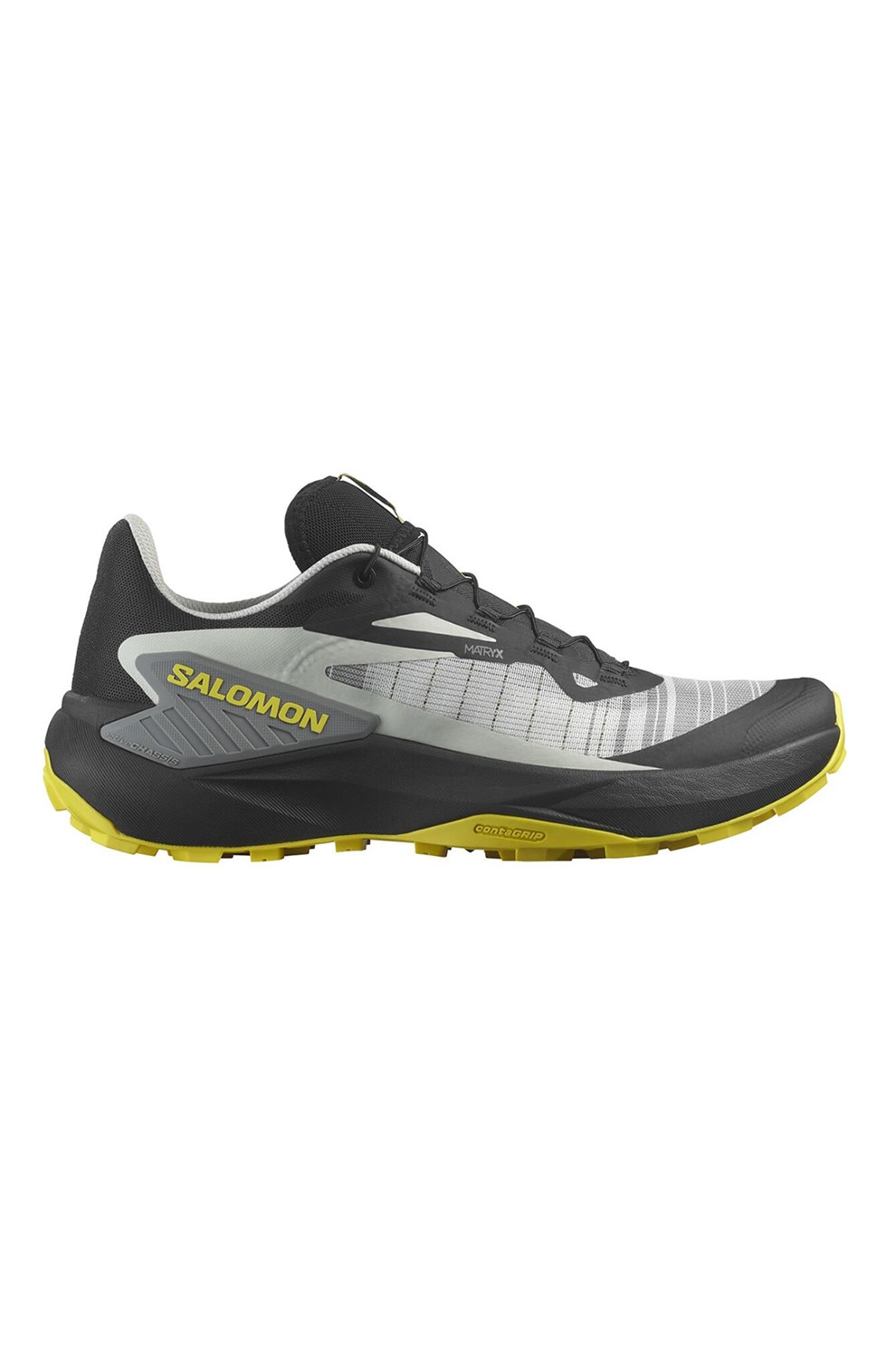 Salomon, Pantofi Genesis pentru alergare trail, Negru, Gri cenusiu, Verde lime, 8