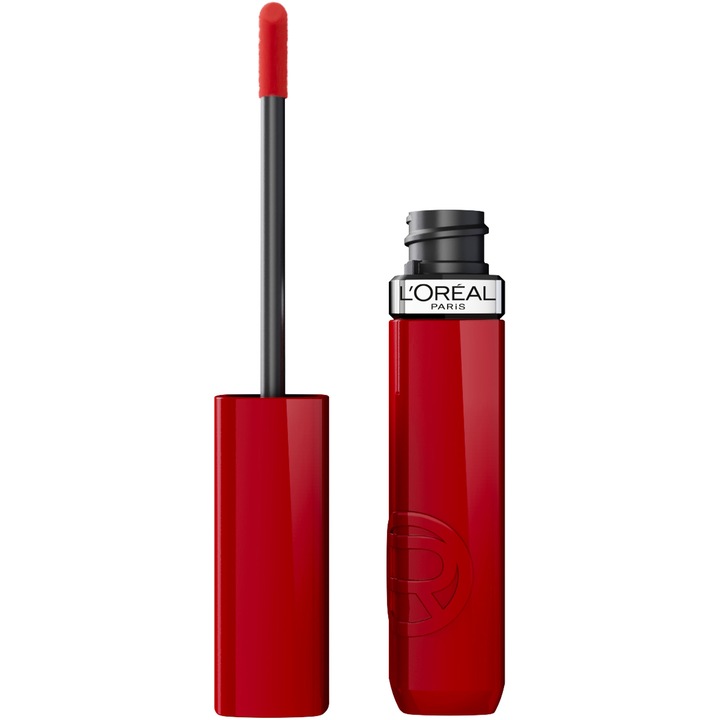 Ruj lichid cu stralucire de lac, rezistent la transfer L'Oreal Paris Infaillible Laque Resistance, 420 Rouge Paris, 4.3 ml