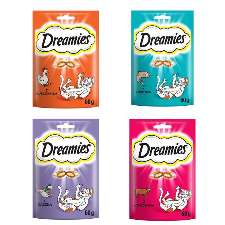 Set mixt Dreamies 4x60g recompense pentru pisici