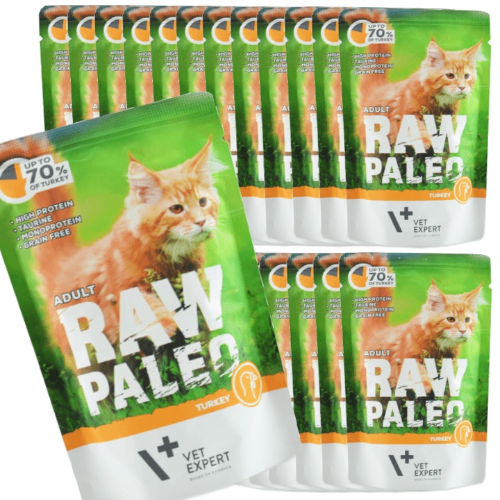 Hrana umeda pentru pisici, Raw Paleo, fara cereale, set 24x100g
