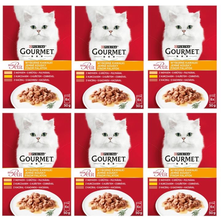 Purina Gourmet Mon Petit Mix Set 36x50g, cu pui, curcan, rata, umed, pentru pisici