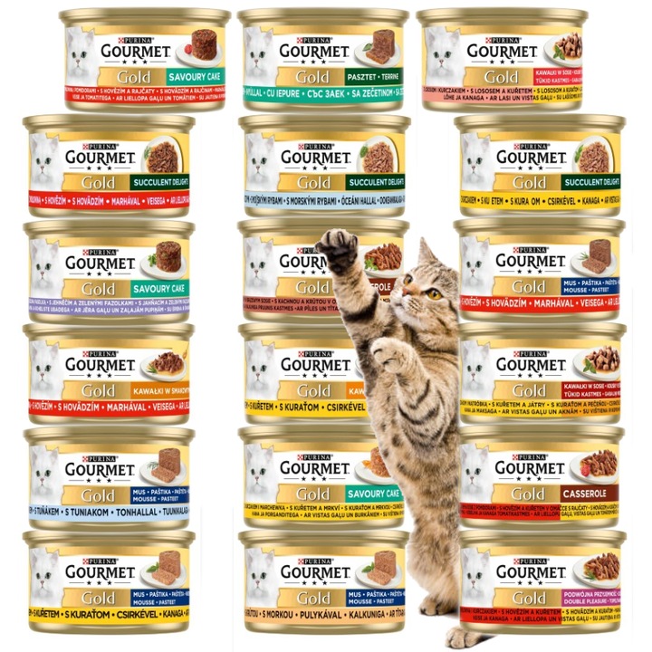 Hrana pentru pisici Purina Gourmet, Mix de arome, set 36x85g