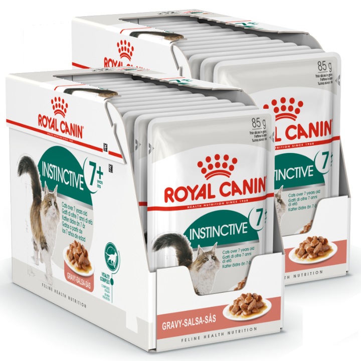 Set 24x85g, hrana umeda pentru pisici, Royal Canin Instinctive 7+ sprijina functionarea rinichilor, mentine vitalitatea