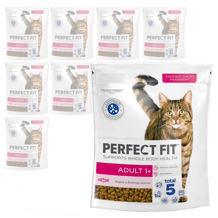 Hrana uscata Perfect Fit 1+ 10x750g pentru pisici adulte cu somon