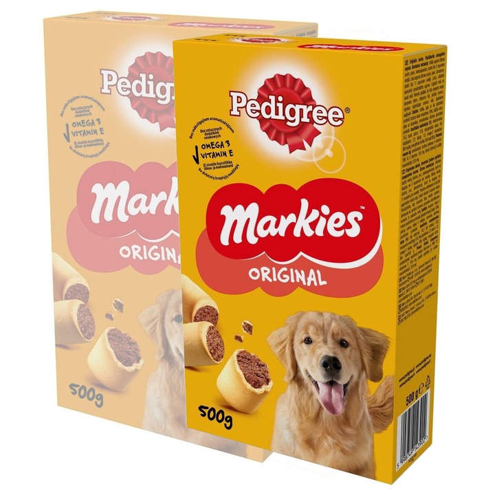 Recompensa pentru caini Pedigree Markies, 2x500g, fursecuri crocante cu os de maduva
