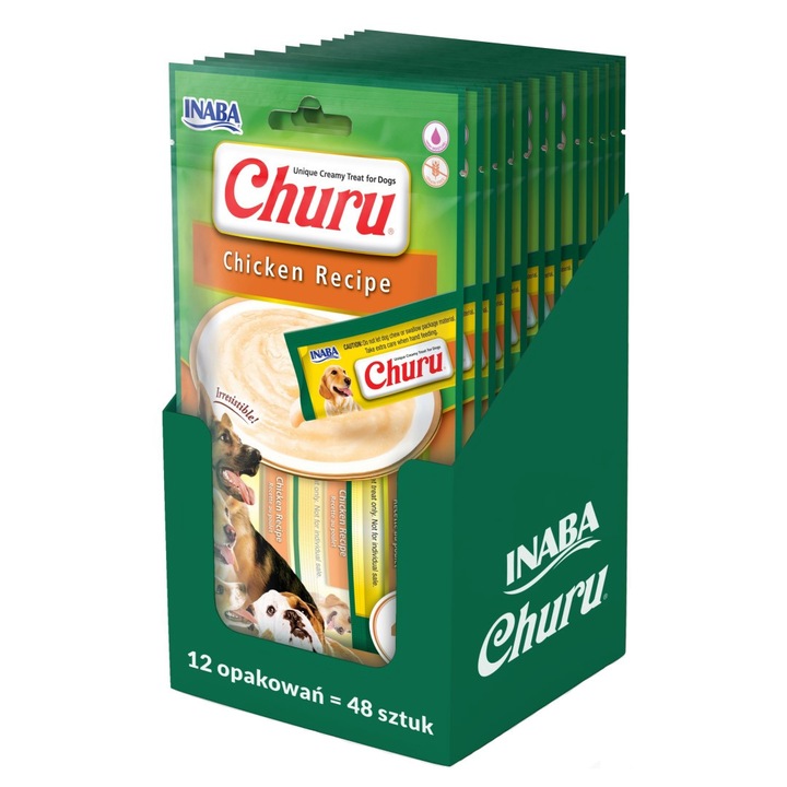 Pasta de recompensa pentru caini cu pui Inaba Dog Churu Chicken 12x56g