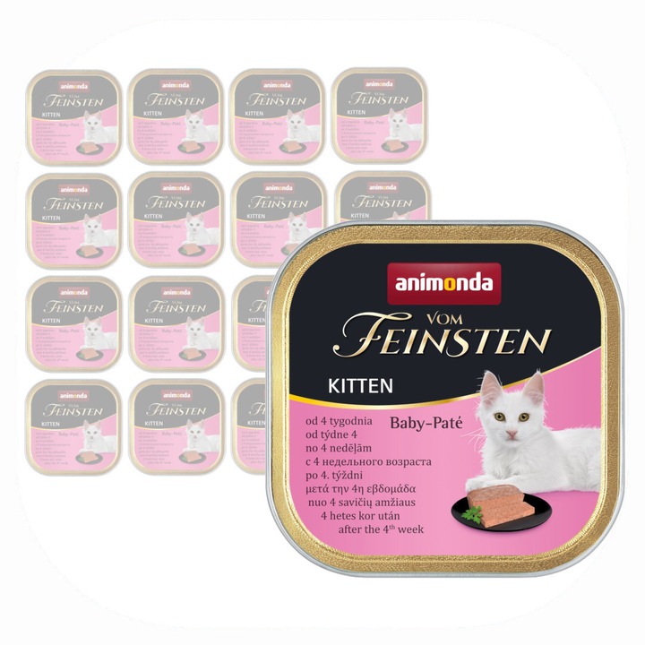 Hrana umeda pentru pisoi de la 4 saptamani, pasta de carne, Animonda Vom Feinsten Kitten 16x100g