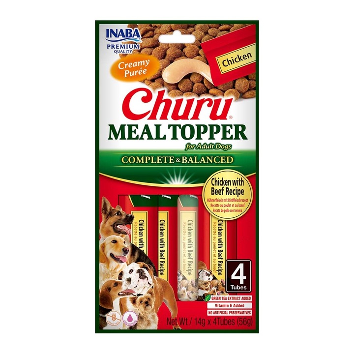 Pasta de recompense pentru caini cu pui si vita Inaba Topping, 4x56g