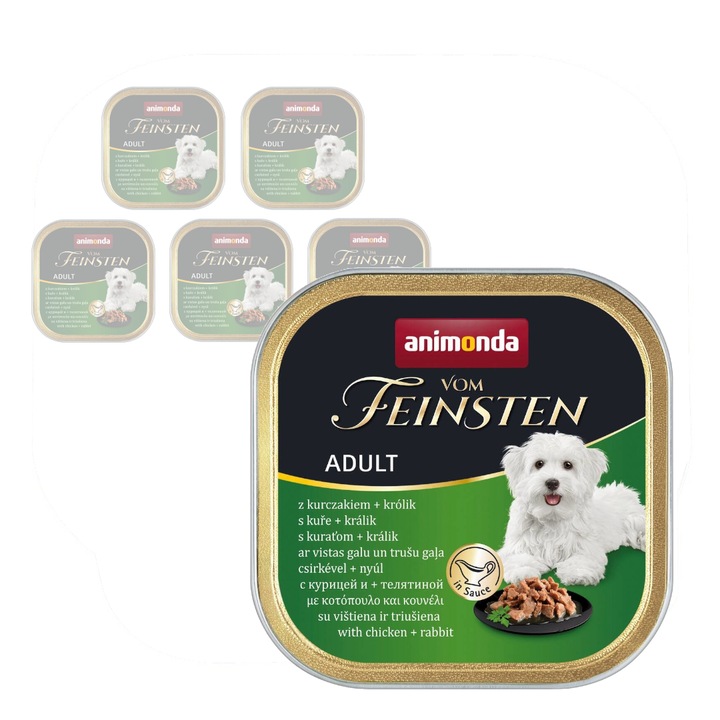 Animonda Vom Feisten Adult, set 6x150g, carne de pui si iepure, umed, pentru caini