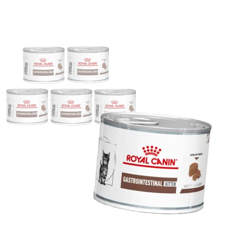 hrana umeda pentru pisici, 6x195g, digestie usoara, textura de mus, pentru pisoi Royal Canin Veterinary GastrointestinaL