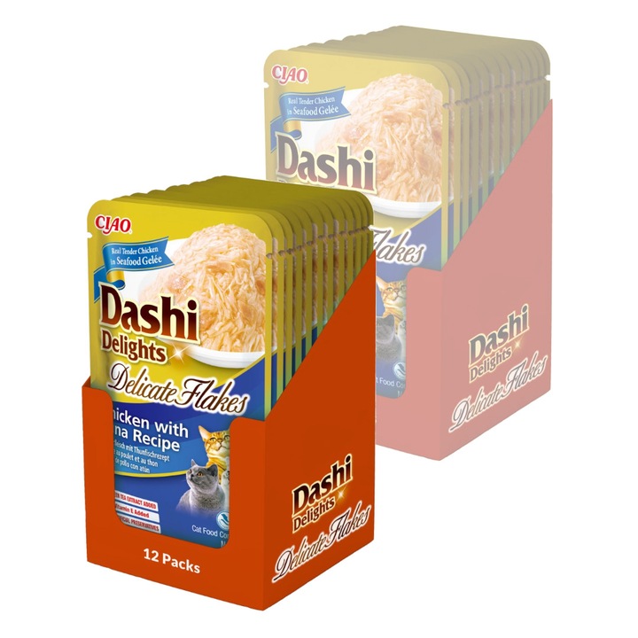hrana umeda pentru pisici cu pui si ton Inaba Dashi Delights 24x40g