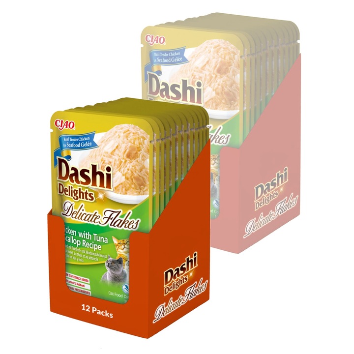 hrana umeda pentru pisici cu pui, ton si scoici Inaba Dashi Delights 24x40g