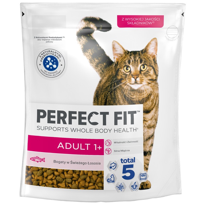 Hrana uscata Perfect Fit Adult 1+ 750g pentru pisici adulte cu somon