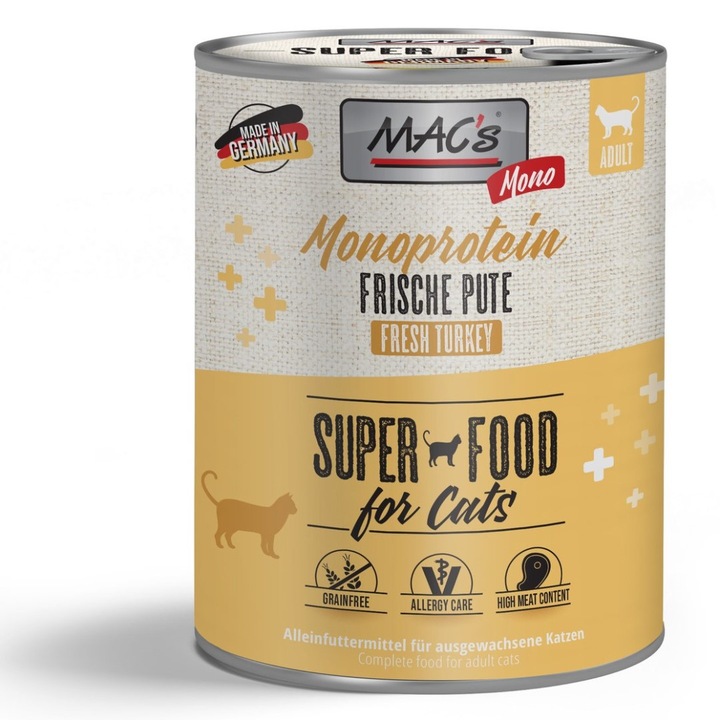 MAC's nedves eledel, monoprotein, macskáknak, pulyka, 800 g