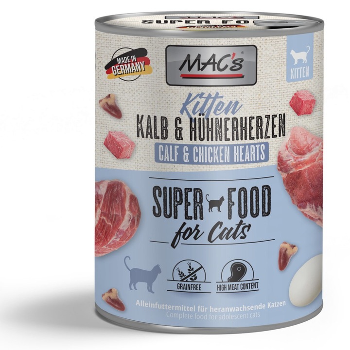 Nedves eledel kiscicáknak marhahússal és csirkeszívvel 800g, MAC's