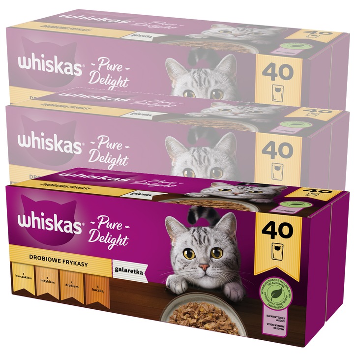 Set 120x85g Carne de Pasare in Jeleu, Whiskas Adult 4 Gusturi