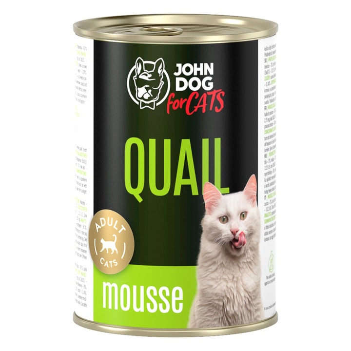 Hrana umeda fara cereale pentru pisici, John Dog Quail Mousse 400g