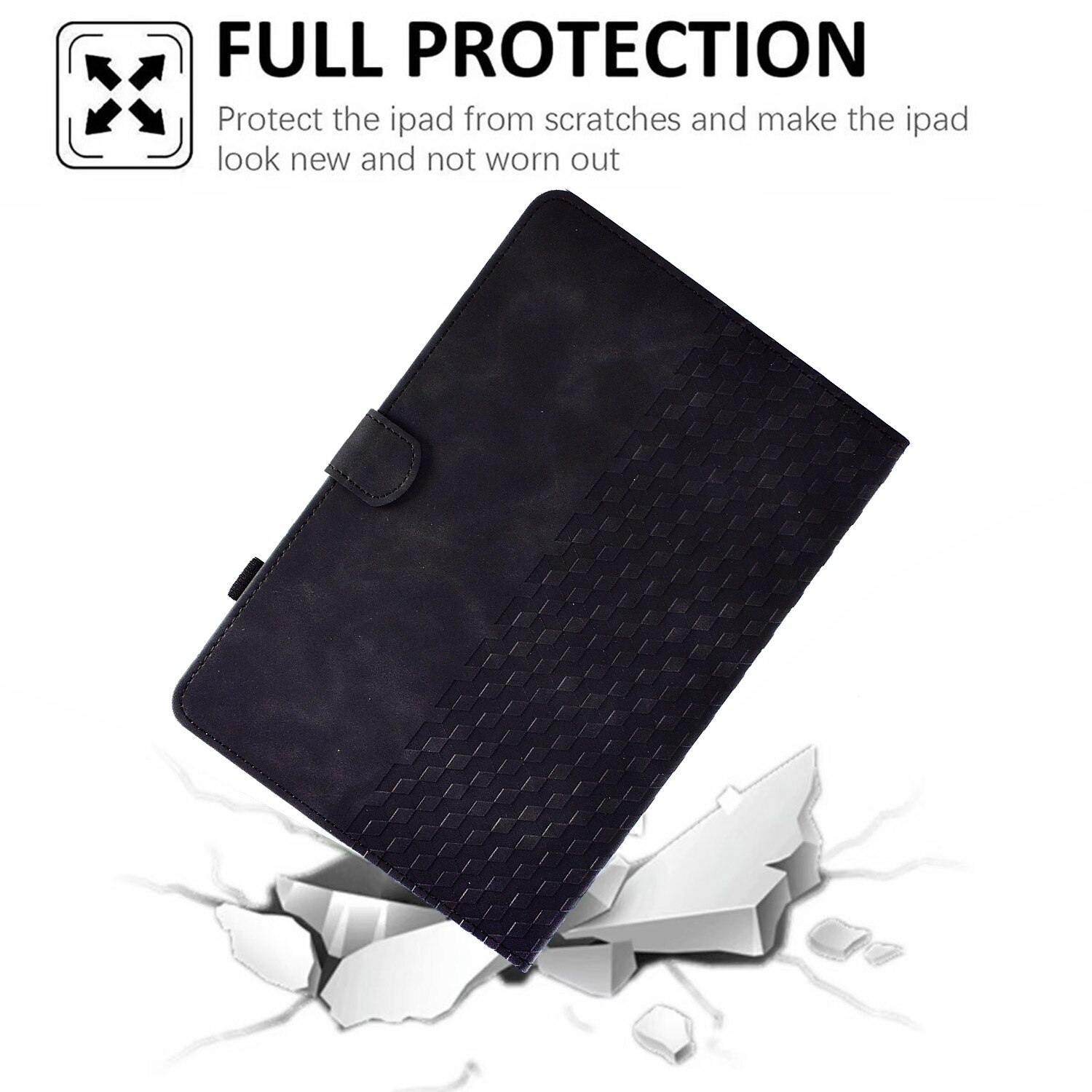 Husa tableta pentru Amazon Kindle PaperWhite a 12-a generatie 2024, piele gravata cu romburi, tip smart case, cu functie de auto-sleep/wake, negru