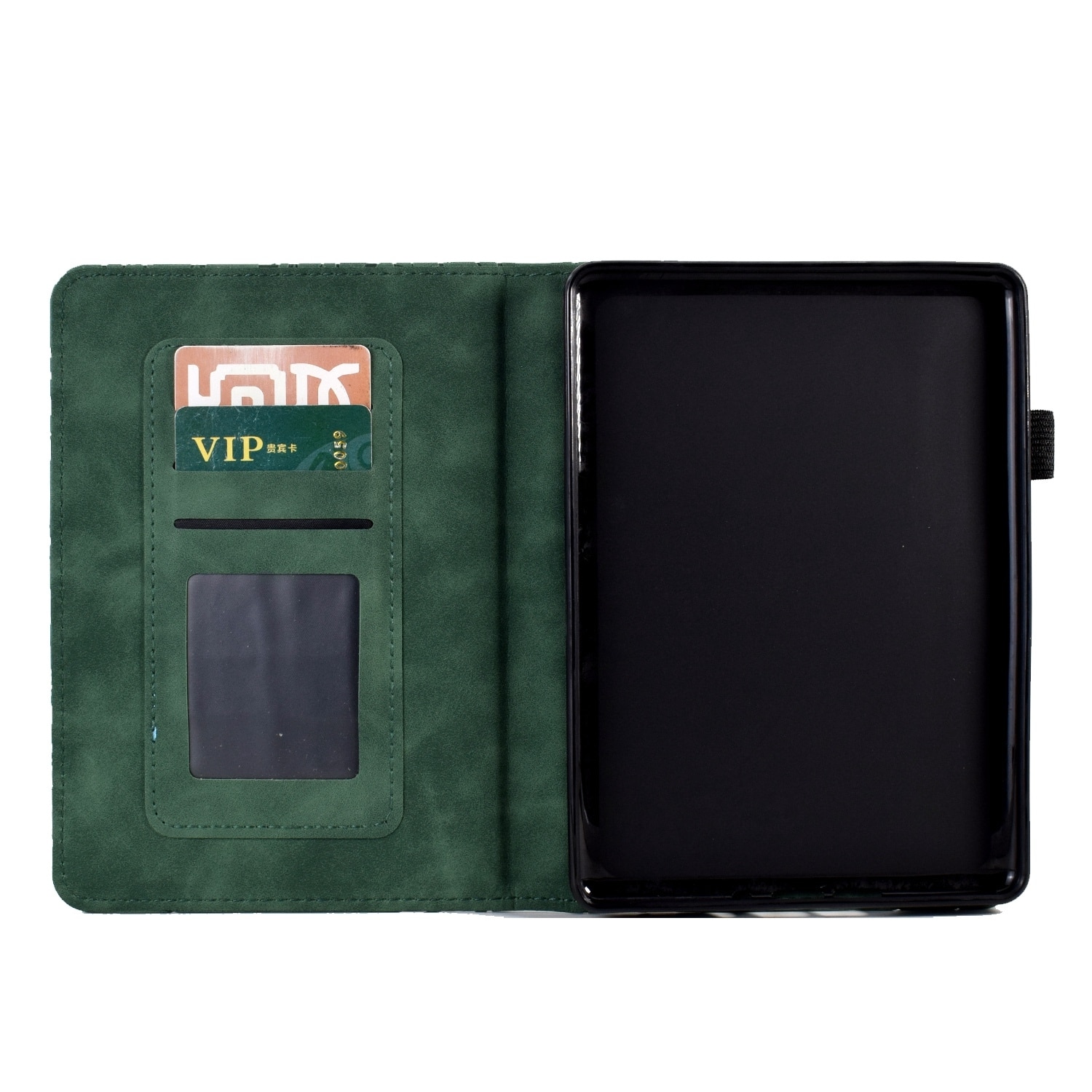 Husa tableta pentru Amazon Kindle Paperwhite 12, 2024, piele inteligenta cu desen copac norocos + flori presate, verde