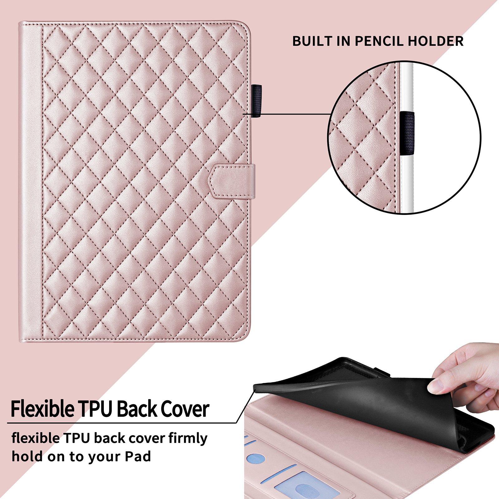Husa tableta pentru Amazon Kindle Paperwhite 12th Gen 2024, piele cu model rombic, tip carte, roz auriu