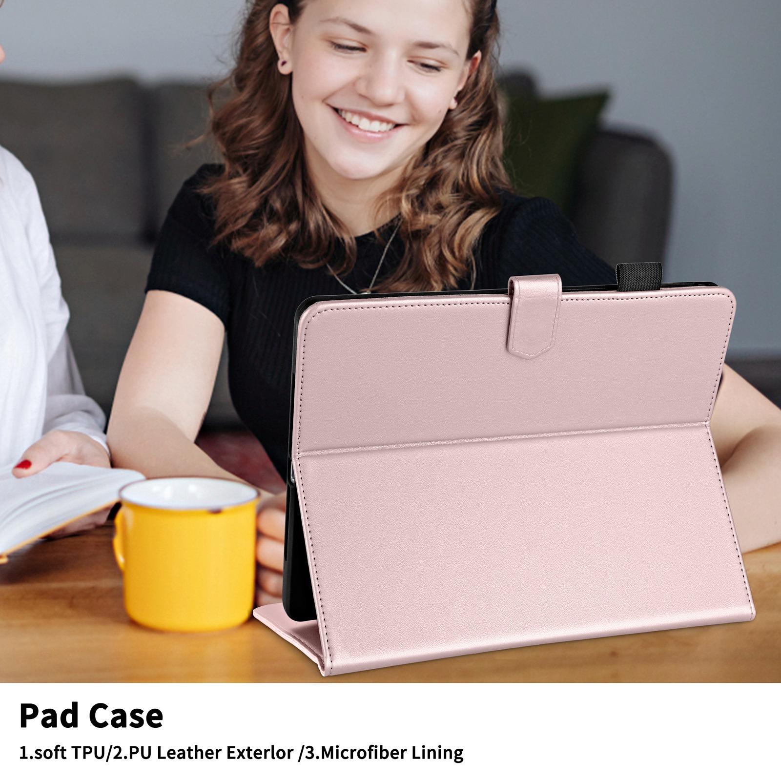 Husa tableta pentru Amazon Kindle Paperwhite 12th Gen 2024, piele cu model rombic, tip carte, roz auriu