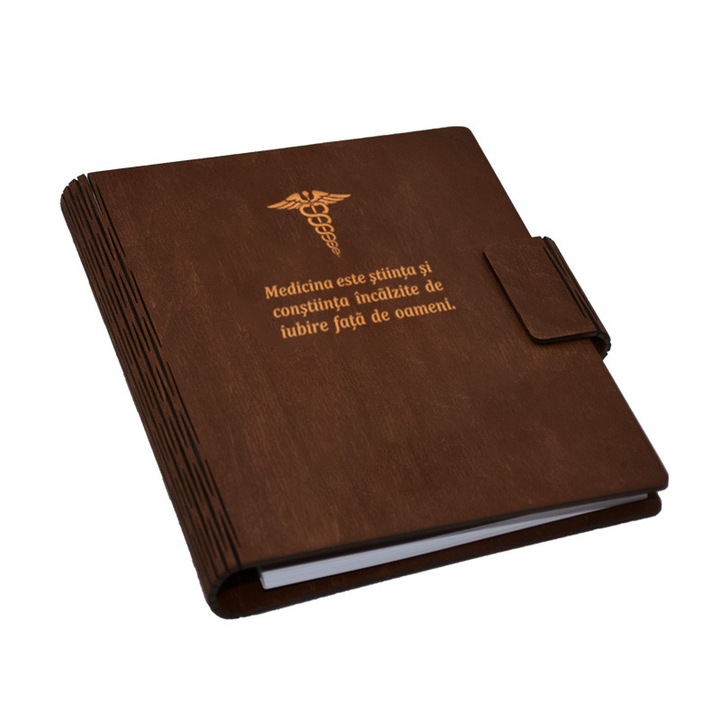 Agenda A5 din lemn, maro, Piksel, Medicina, Doctor, asistenta, 100 pagini