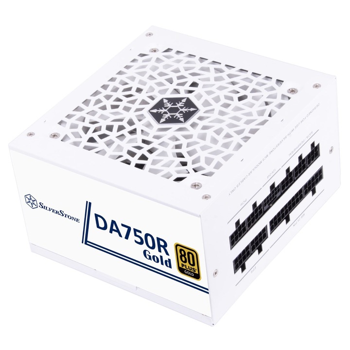 Sursa PC Silverstone DA750R Gold 750W, 24-pin ATX, activa, alba, dimensiuni 86x140x150mm