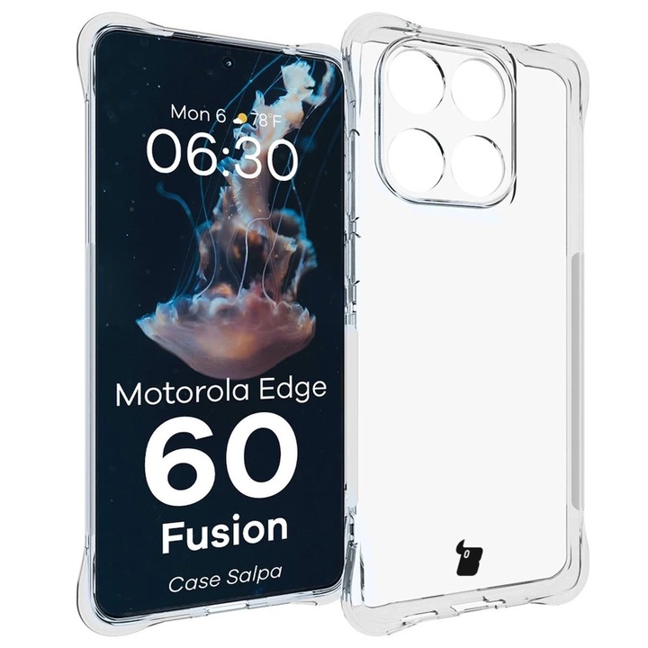 Carcasa transparenta, Bizon Case Salpa, pentru Motorola Edge 60 Fusion, protectie impotriva zgarieturilor, dimensiuni 15,82x7,15cm