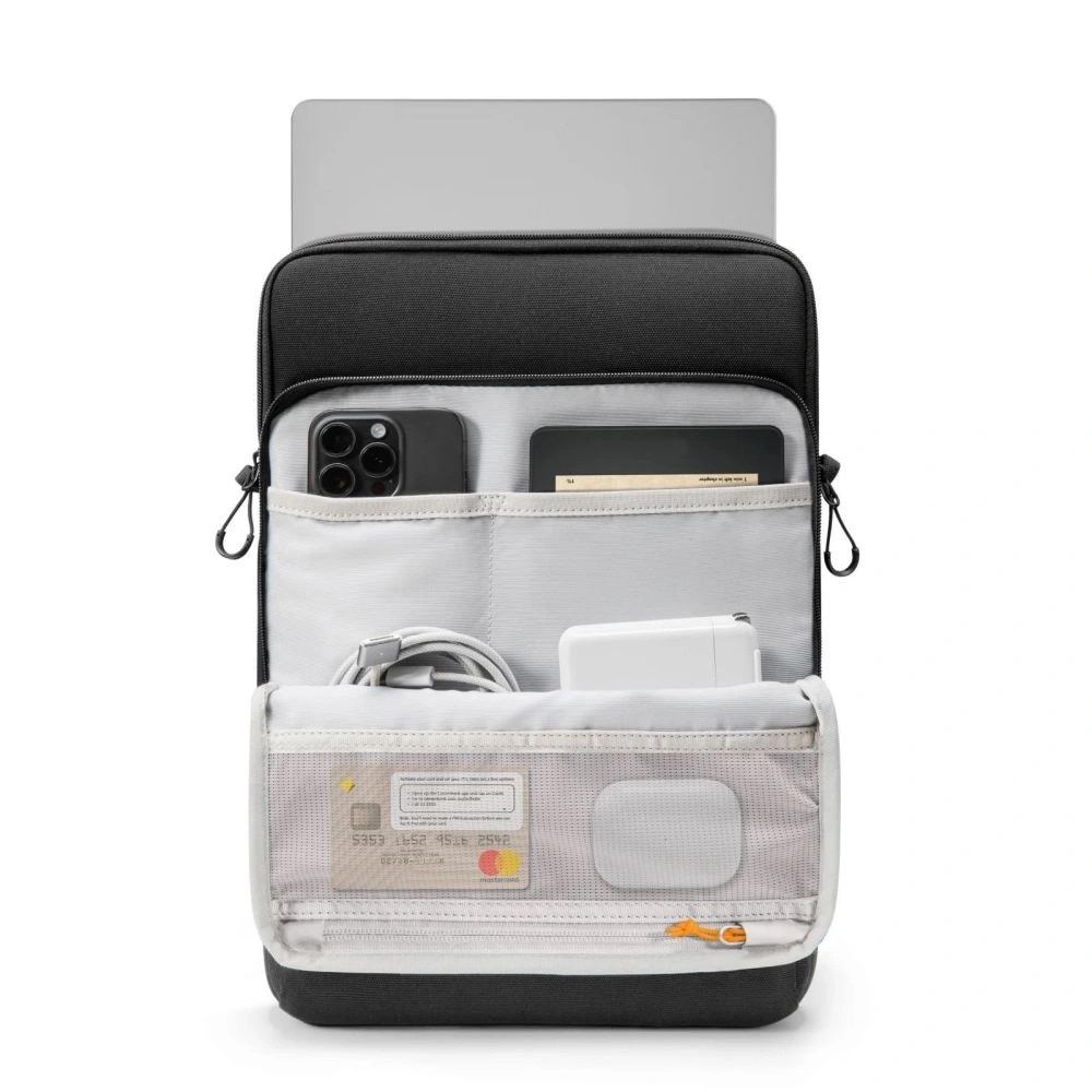 Geanta pentru laptop Tech-Protect Defender VR, neagra, 13-14 inci, set cu curea, dimensiuni 35,5x25,5x4,2cm