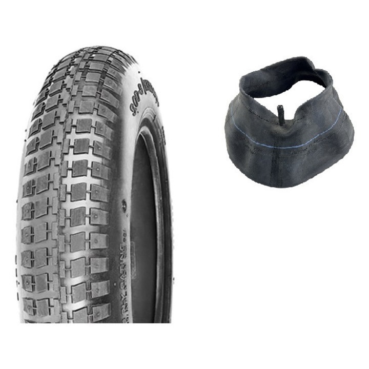 Deli S-369 3.50-8 2PR fekete gumiabroncs, 90x380mm, tömlő nélküli