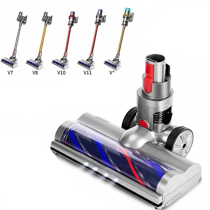 Scheta electrica de curatare pentru podele Luka, nylon, 90x120 grade, cu LED, compatibila cu aspiratoare Dyson V7/V8/V10/V11