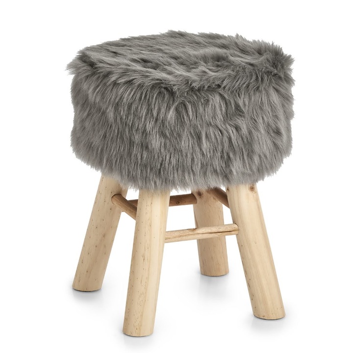 "Zottel" szék, Zeller, fa és plüss, szürke, O29x39
