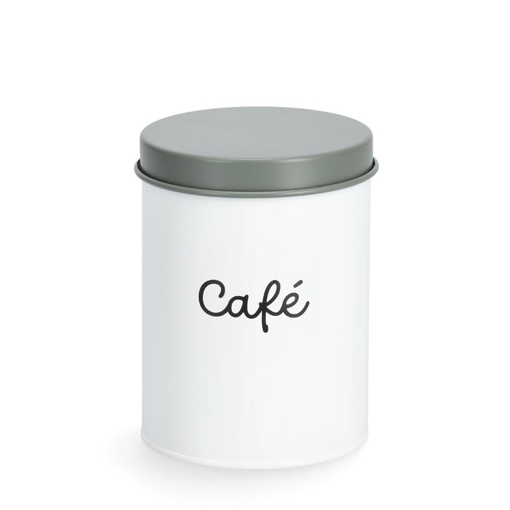 Borcanas de depozitare "Cafe", Zeller, 1400 ml, metal, alb/verde inchis, O 11x15 cm