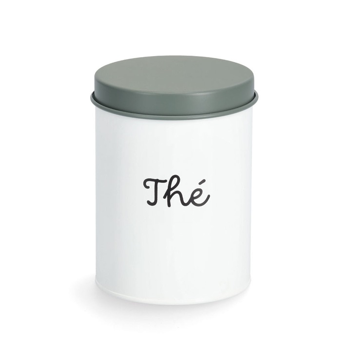 Borcanas de ceai Zeller, 1400 ml, metal, alb/verde inchis, O 11x15 cm