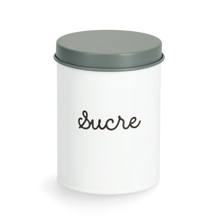 Borcanas de depozitare "Sucre", Zeller, 1400 ml, metal, alb/verde inchis, O 11x15 cm