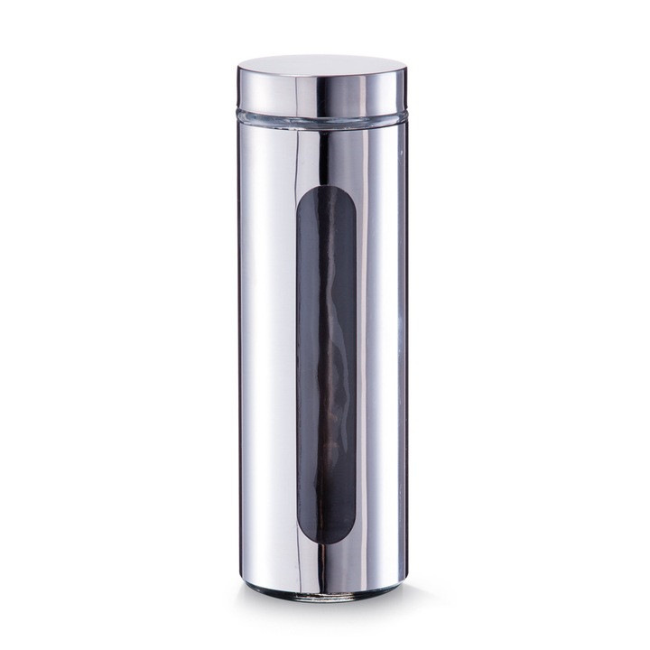 Borcanas de stocare, Zeller, 1600 ml, otel inoxidabil, sticla, 10x31cm