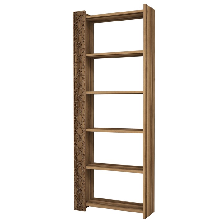 Biblioteca Woody Fashion, 18mm, 64,6x170x24,2cm, maro, picioare din plastic