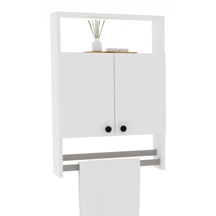 Dulap de baie Woody Fashion, 60x87x15cm, 1 set, cu rafturi multiple, fixabil pe perete