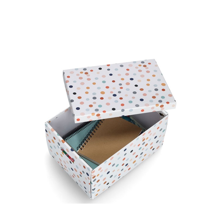 Кутия за съхранение, Zeller, на точки, рециклиран картон, 25 x 35 x 20 см