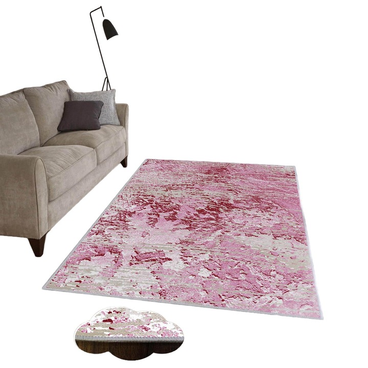 Előszobaszőnyeg, Conceptum Hypnose, Poliészter, 100x200 cm, Rózsaszín/Fehér
